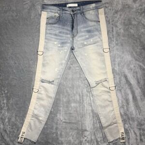 KDNK Men's Distressed D-Ring Ripped Jeans Sz 32 Street Wear
